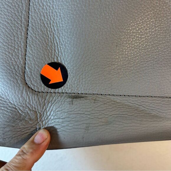 Gemma Large Tri-Color Pebbled Leather Tote black white grey laptop purse bag - Picture 10 of 16